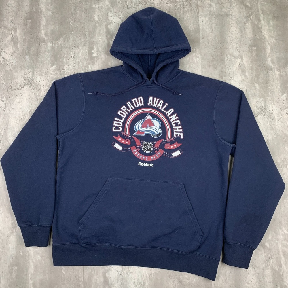 Reebok Colorado Avalanche Hoodie Mens Medium Blue NHL Hockey Logo Sweatshirt